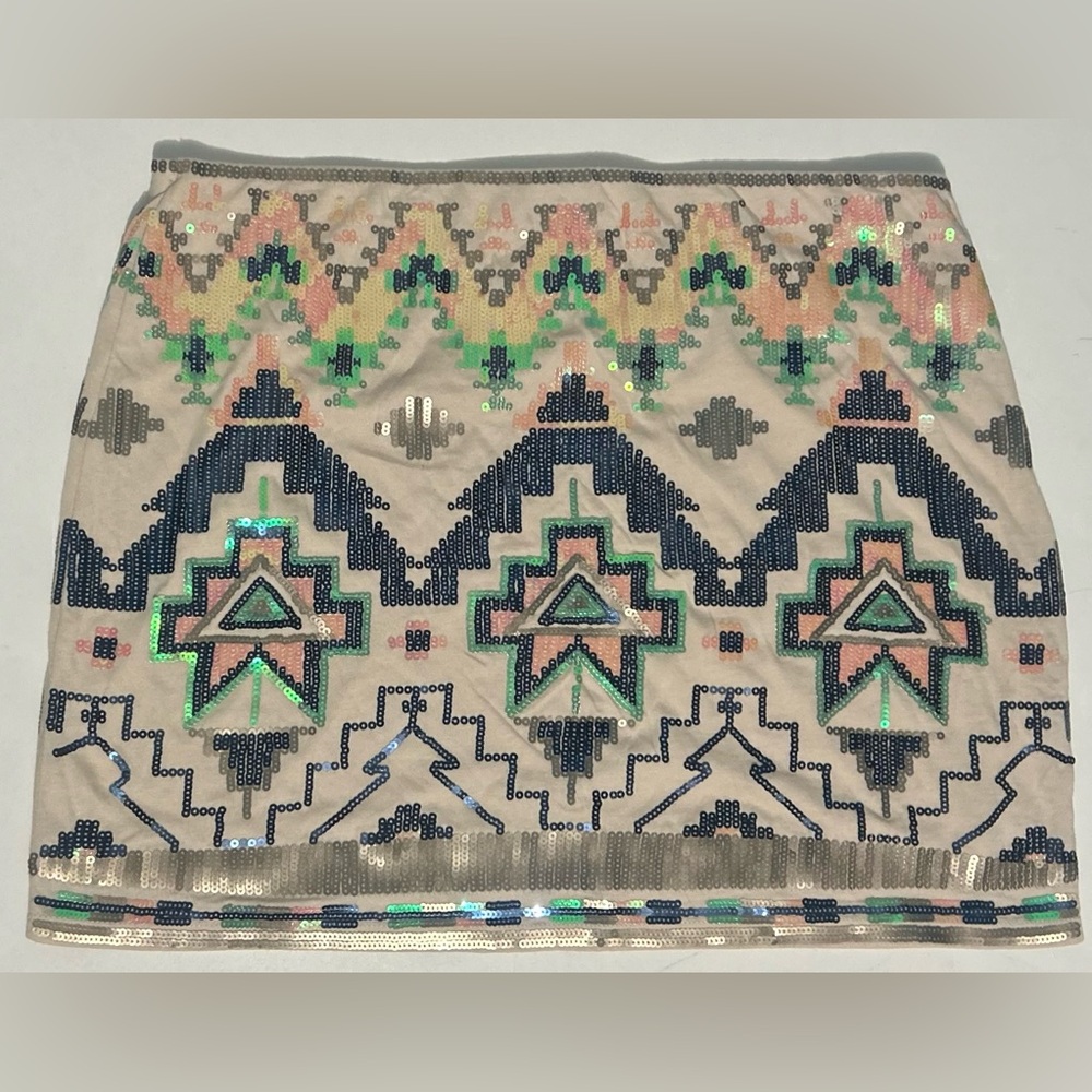 Express Pull On Multi Colored Sequin Aztec Tribal… - image 2